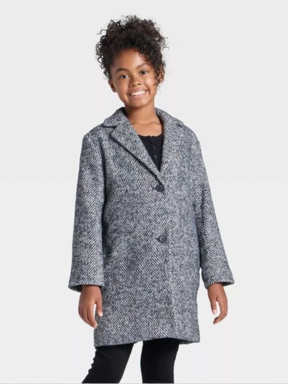 Cat & Jack Girls' Faux Wool Jacket, Gray Size M